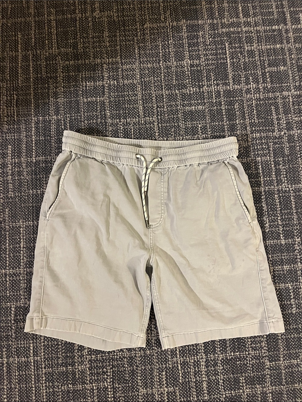 Faherty Light Gray Elastic Waist Hybrid Shorts. Has Small Stain.